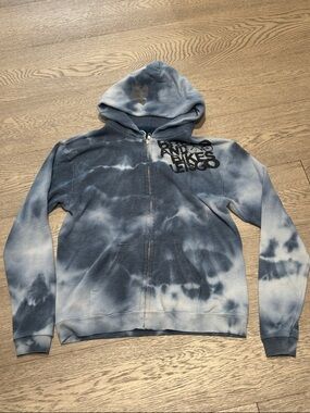 Freecity Tie-Dye Zip Hoodie in blue and White